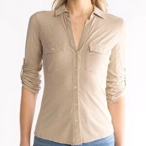 JAMES PERSE TAN BUTTON-DOWN SHIRT